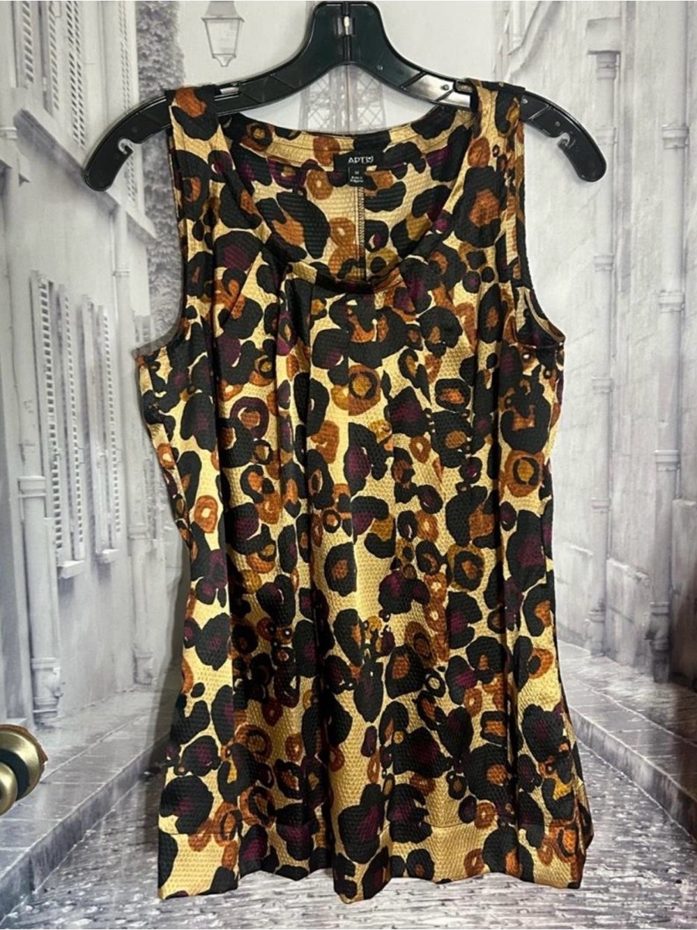Apt. 9 Leopard Print Tank Top - Black, Purple & Gold